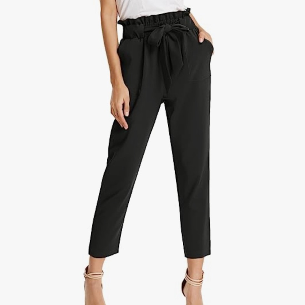 Paper Bag Trouser Pants High Waist with Pockets